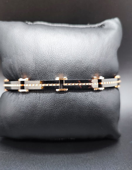 Bracciale Uomo BOCCADAMO MAN modulare in PVD nero e Acciaio placcato oro rosa