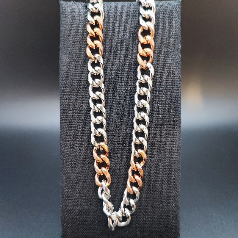 Collana Uomo BOCCADAMO MAN maglia grumetta in acciaio e PVD color oro rosa