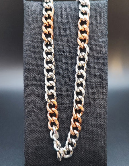 Collana Uomo BOCCADAMO MAN maglia grumetta in acciaio e PVD color oro rosa