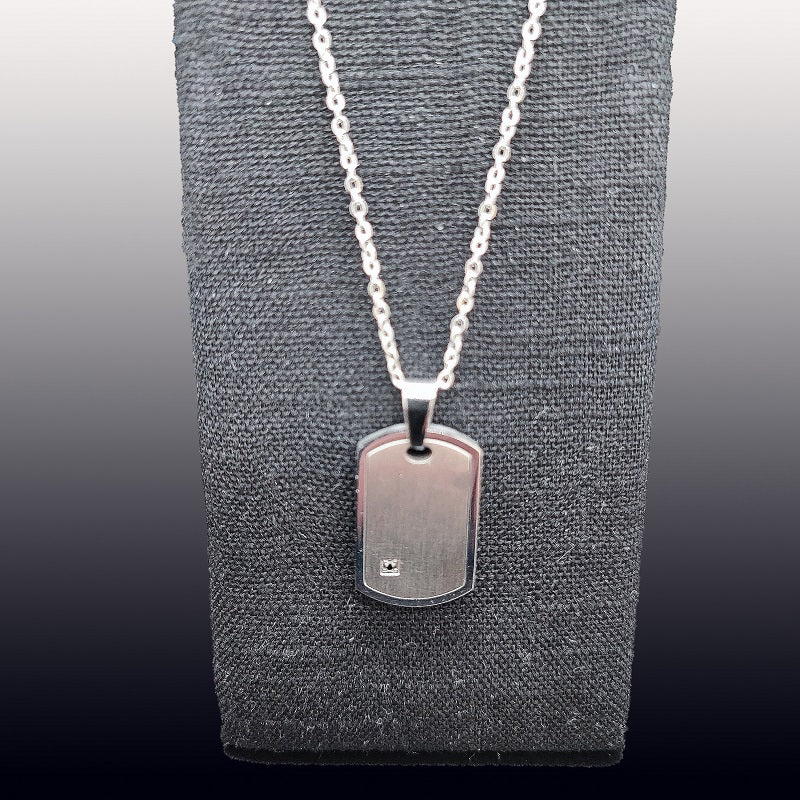 Collana Uomo BOCCADAMO MAN in Acciaio con piastrina militare e zircone