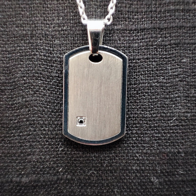 Collana Uomo BOCCADAMO MAN in Acciaio con piastrina militare e zircone