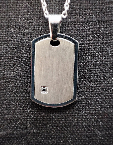Collana Uomo BOCCADAMO MAN in Acciaio con piastrina militare e zircone