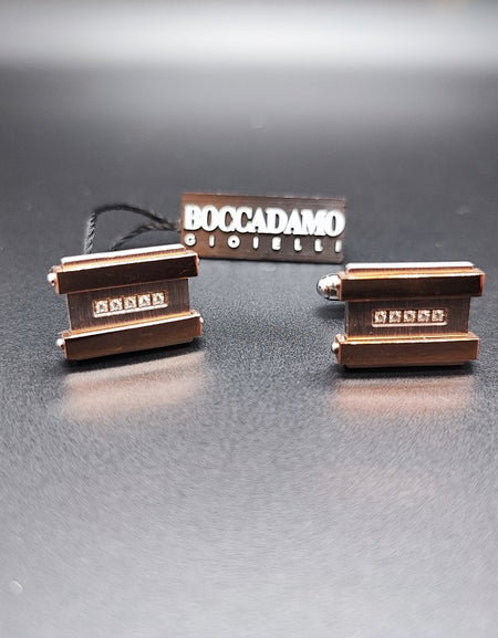 Gemelli Uomo BOCCADAMO MAN in Acciaio e inserti placcati oro rosa con zirconi