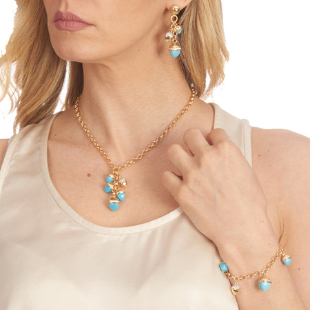 BOCCADAMO Bracciale Caleida Cristalli Turchesi in Bronzo Dorato