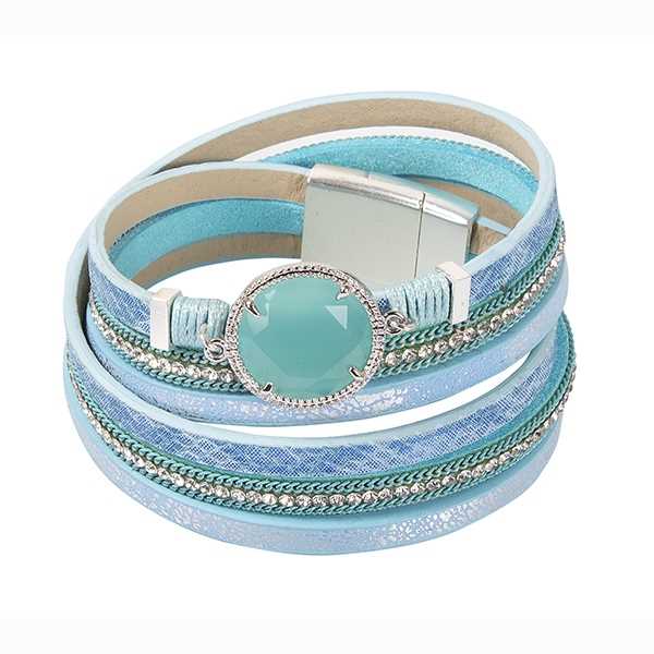 BOCCADAMO MYA Bracciale Multifilo Cristallo Menta e Strass Bianchi
