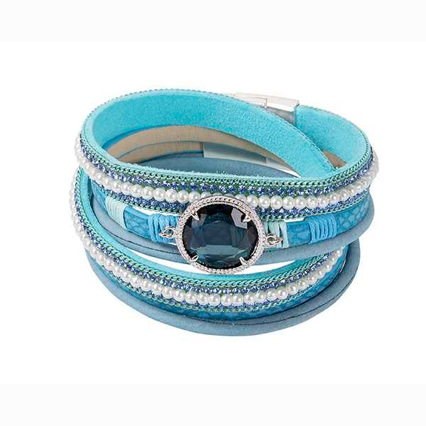 BOCCADAMOP MYA Bracciale Multifilo Cristallo Blu London