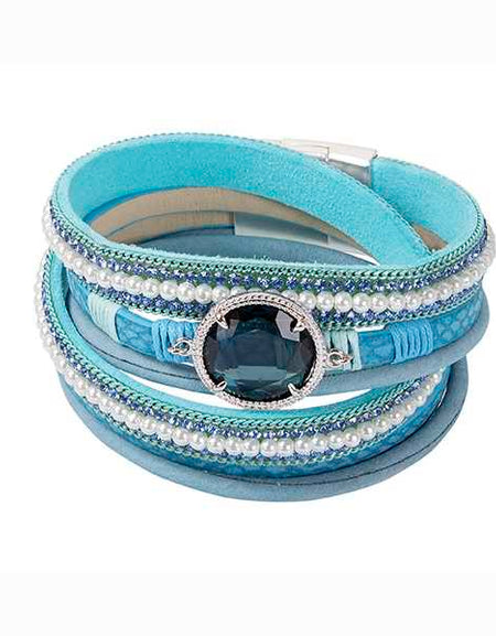 BOCCADAMOP MYA Bracciale Multifilo Cristallo Blu London