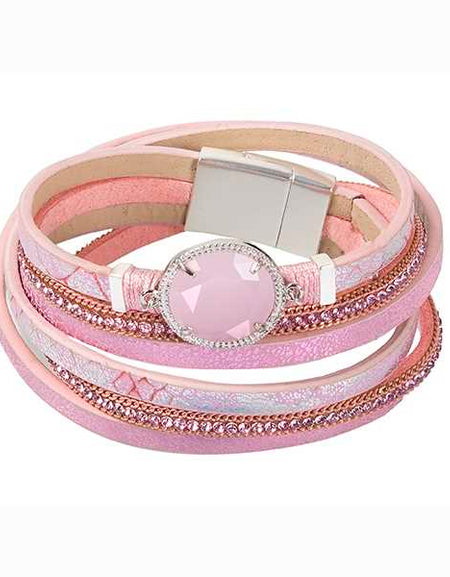 BOCCADAMO MYA Bracciale Multifilo con Cristallo Antique Rose
