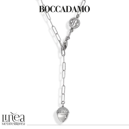 Collana donna BOCCADAMO CALEIDA rodiata con cravattino e pendente piramidale