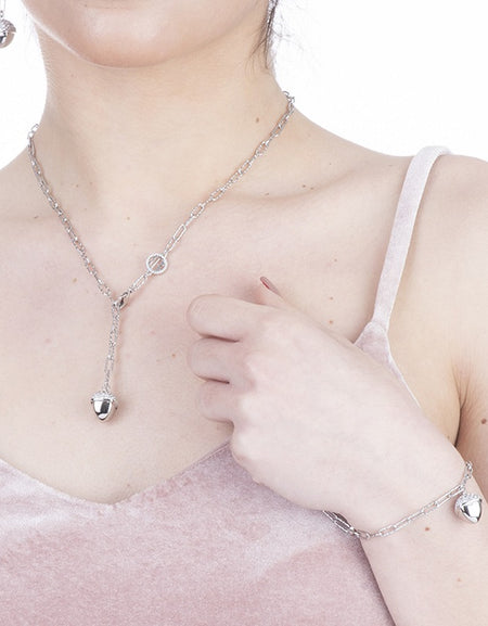 Collana donna BOCCADAMO CALEIDA rodiata con cravattino e pendente piramidale