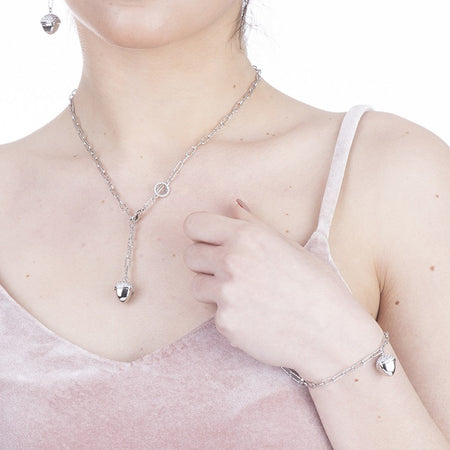 Collana donna BOCCADAMO CALEIDA rodiata con cravattino e pendente piramidale