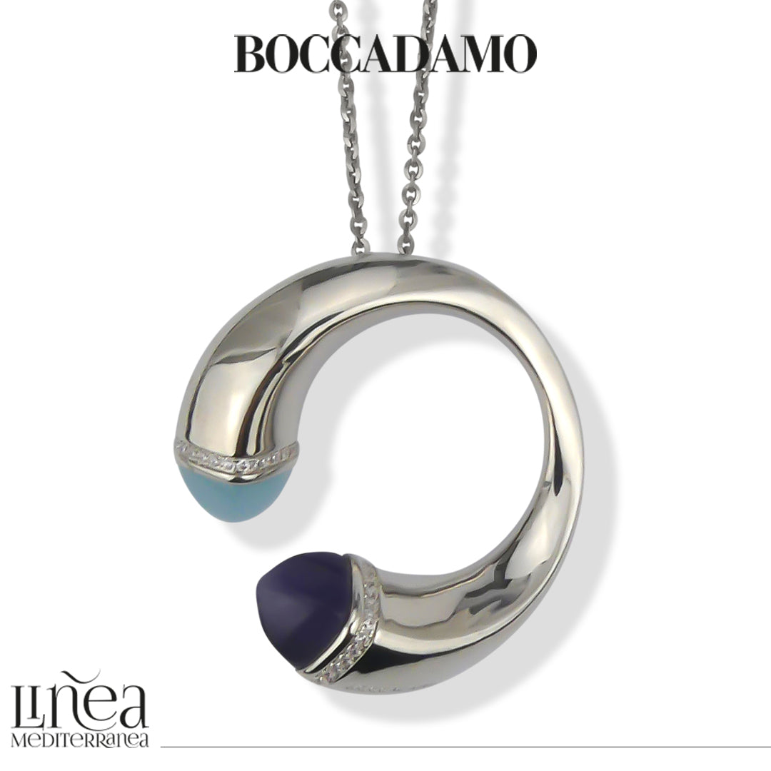 Collana lunga donna BOCCADAMO CALEIDA con cristalli aquamilk, tanzanite e zirconi