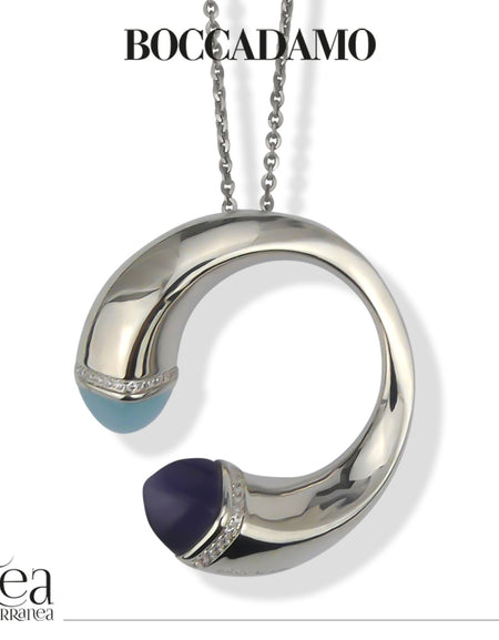 Collana lunga donna BOCCADAMO CALEIDA con cristalli aquamilk, tanzanite e zirconi