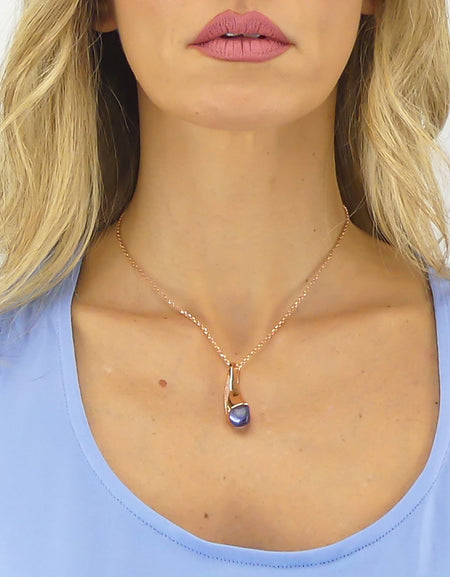 BOCCADAMO Collana Donna Rosè Caleida Goccia Light Sapphire e Zirconi Bianchi