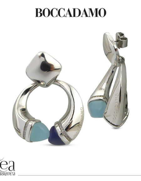 Orecchini pendenti donna BOCCADAMO CALEIDA con cristalli aquamilk, tanzanite e zirconi