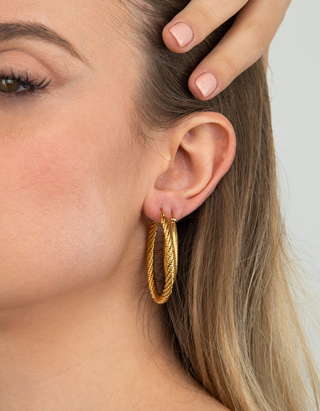 BOCCADAMO MYA Orecchini a Cerchio Dorati Torchon Medium