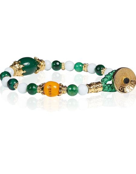 GERBA Bracciale Donna Lab con Perle di Occhio di Tigre Verde e Agata Bianca