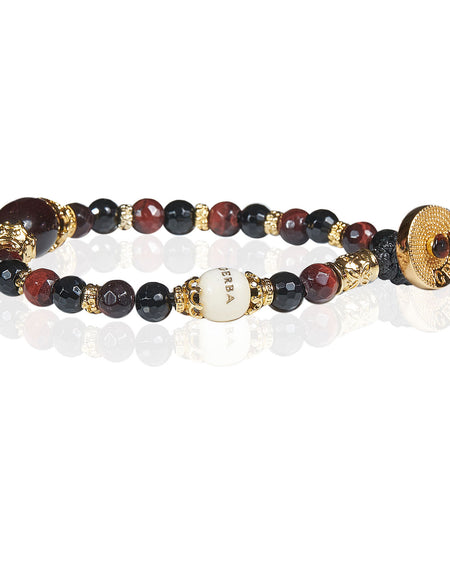 GERBA Bracciale Donna Lab Occhio di Tigre Rosso e Onice Nera