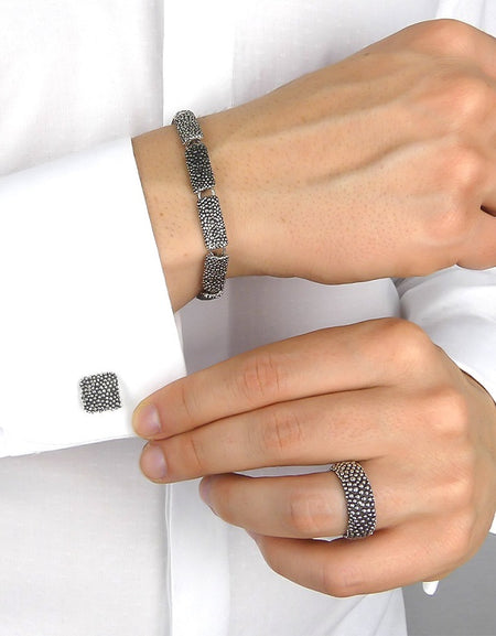 Anello Uomo BOCCADAMO a Fascia in Argento 925 con Lavorazione Pallinata