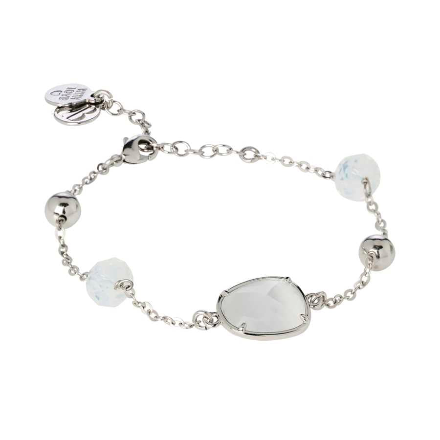BOCCADAMO MYA Bracciale Cristalli White Opal e Sfere Rodio