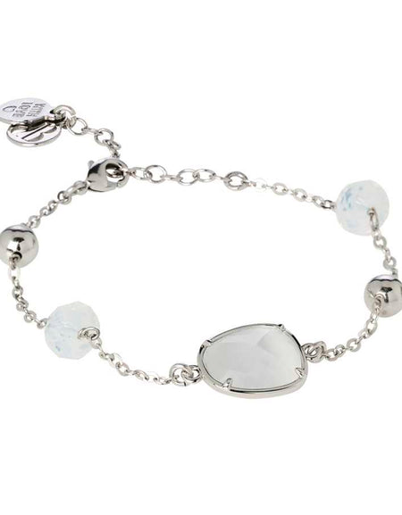 BOCCADAMO MYA Bracciale Cristalli White Opal e Sfere Rodio