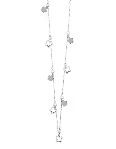 BOCCADAMO MYA Collana Lunga con Perle Naturali e Charms Fiori e Farfalle