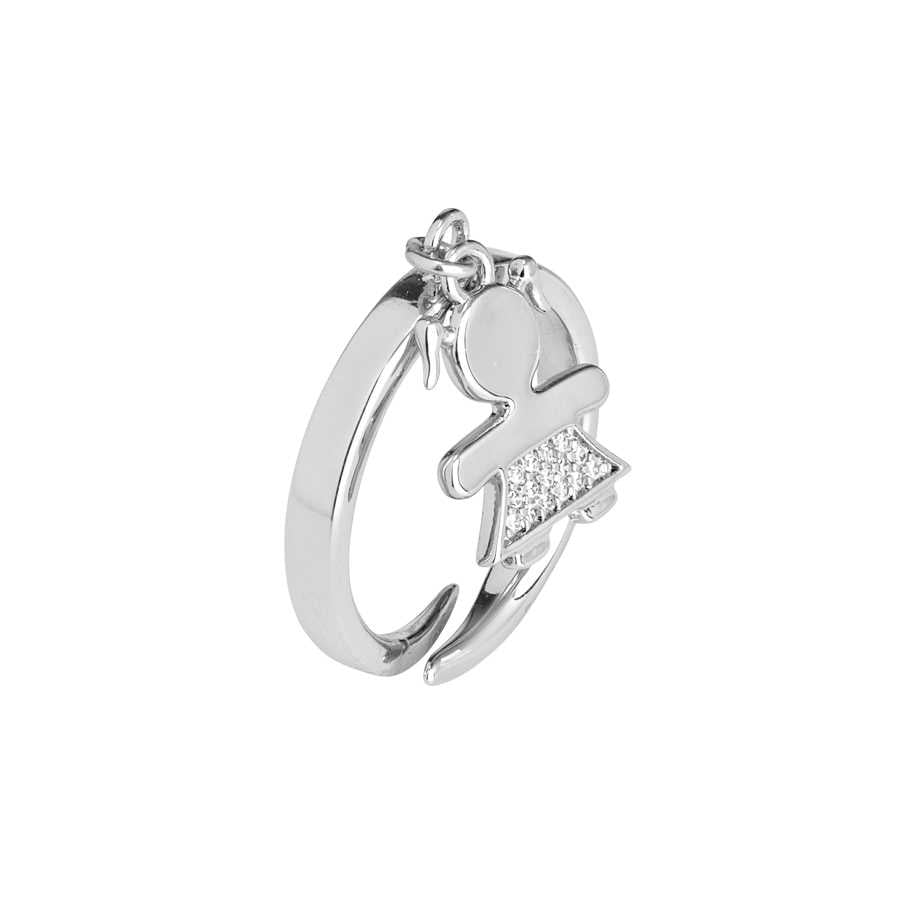 BOCCADAMO MYA Anello Charm Bimba con Zirconi Bianchi