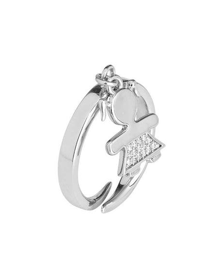 BOCCADAMO MYA Anello Charm Bimba con Zirconi Bianchi