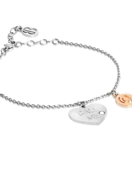BOCCADAMO MYA Bracciale Cuore "Call me" e Zircone Bianco