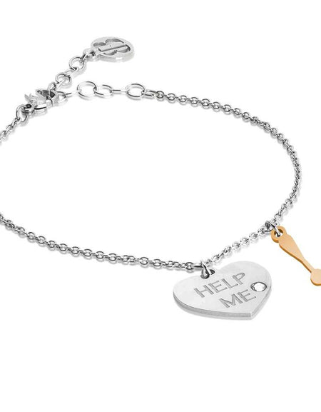 BOCCADAMO MYA Bracciale Cuore "Help Me" e Zircone Bianco