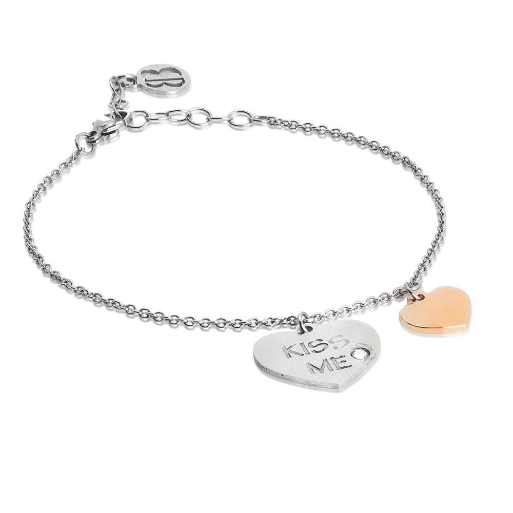 BOCCADAMO MYA Bracciale Cuore "Kiss Me" e Zircone Bianco