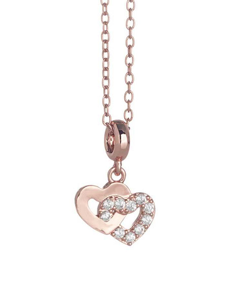 BOCCADAMO MYA Collana Cuori Incrociati rosè e Zirconi Bianchi