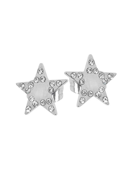 BOCCADAMO MYA Orecchini al lobo Stelle Rodio con Strass Bianchi