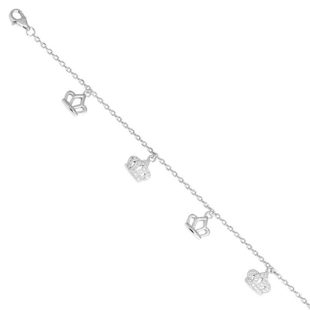 BOCCADAMO MYA Bracciale Charms Corone lisce e zirconate in Argento 925