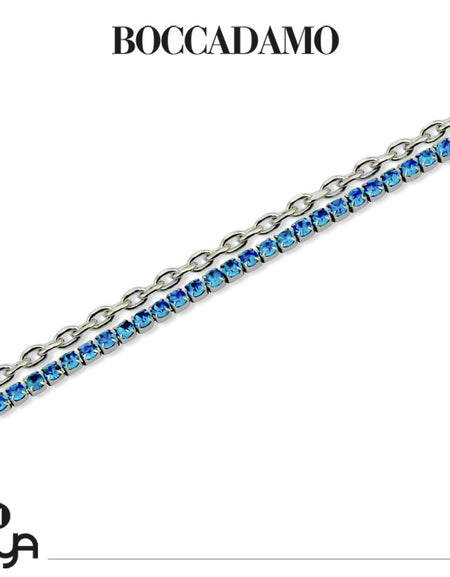 BOCCADAMO MYA Bracciale a Doppio Filo Tennis Zirconi Azzurri