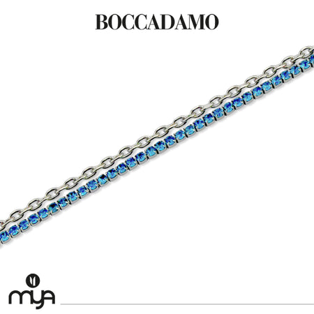 BOCCADAMO MYA Bracciale a Doppio Filo Tennis Zirconi Azzurri