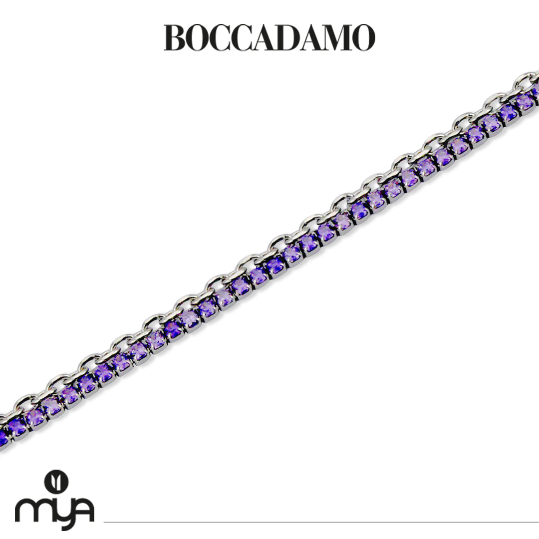 BOCCADAMO MYA Bracciale a Doppio Filo Tennis Zirconi Viola
