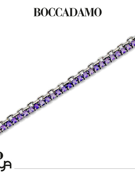 BOCCADAMO MYA Bracciale a Doppio Filo Tennis Zirconi Viola