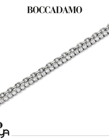 BOCCADAMO MYA Bracciale a Doppio Filo Tennis Zirconi Bianchi