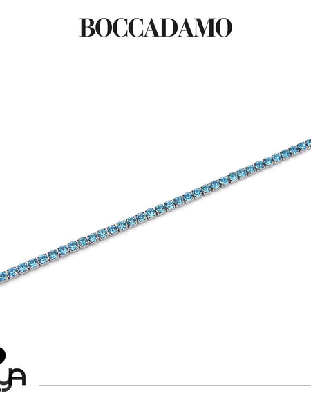 BOCCADAMO MYA Bracciale Tennis con Zirconi Acquamarina in Acciaio