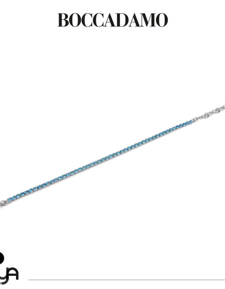 BOCCADAMO MYA Bracciale Tennis con Zirconi Acquamarina in Acciaio