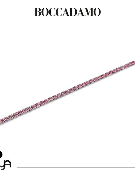 BOCCADAMO MYA Bracciale Tennis con Zirconi Rosa in Acciaio