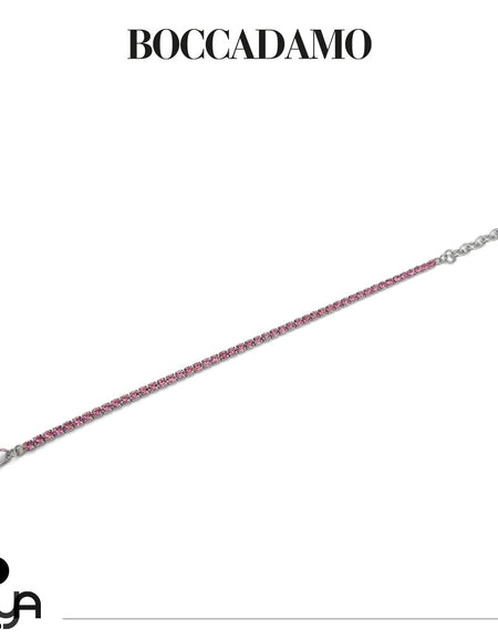 BOCCADAMO MYA Bracciale Tennis con Zirconi Rosa in Acciaio