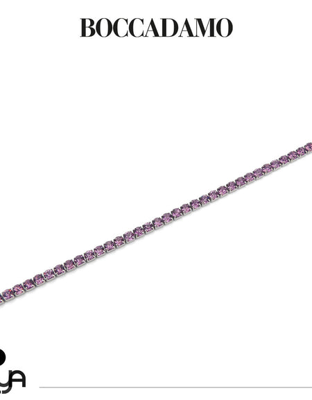 BOCCADAMO MYA Bracciale Tennis con Zirconi Ametista in Acciaio