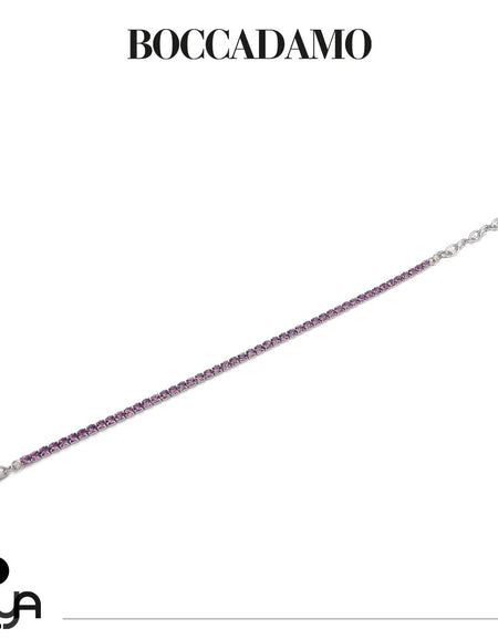 BOCCADAMO MYA Bracciale Tennis con Zirconi Ametista in Acciaio