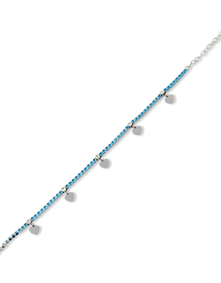 BOCCADAMO MYA Bracciale Tennis Zirconi Azzurri e Charms Cuori