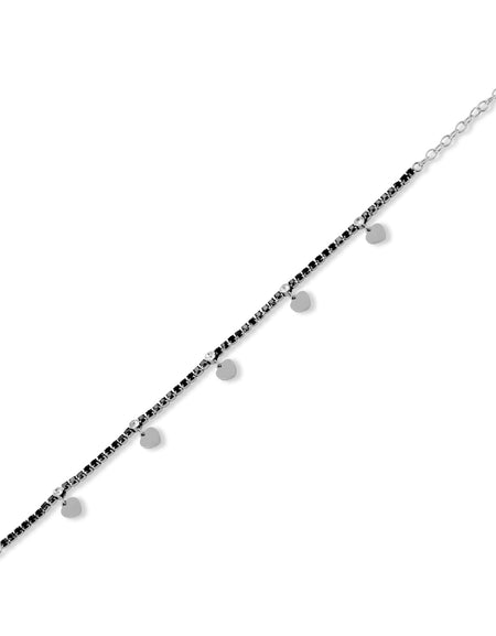 BOCCADAMO MYA Bracciale Tennis Zirconi Neri e Charms Cuori