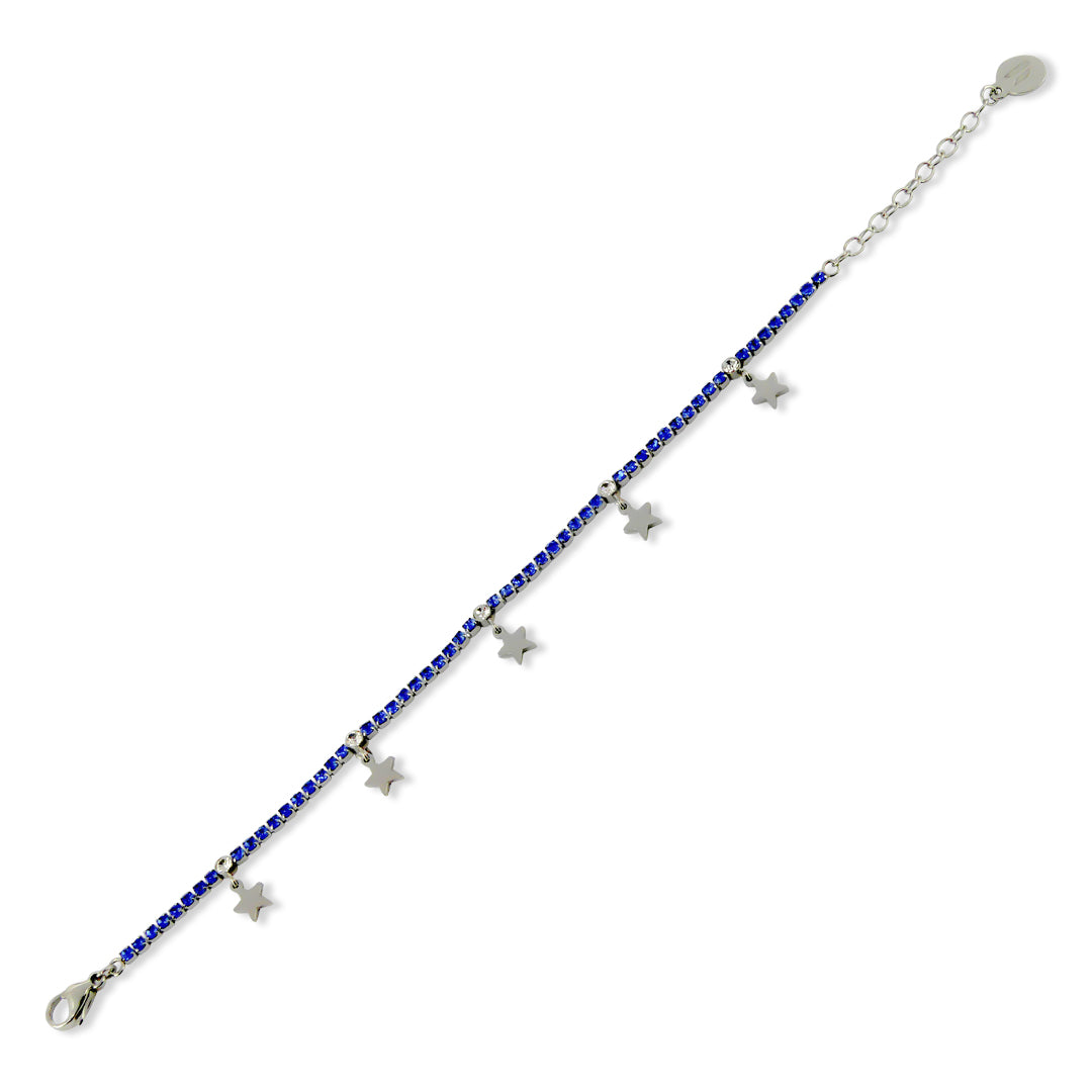 BOCCADAMO MYA Bracciale Tennis Zirconi Blu e Charms Stelle