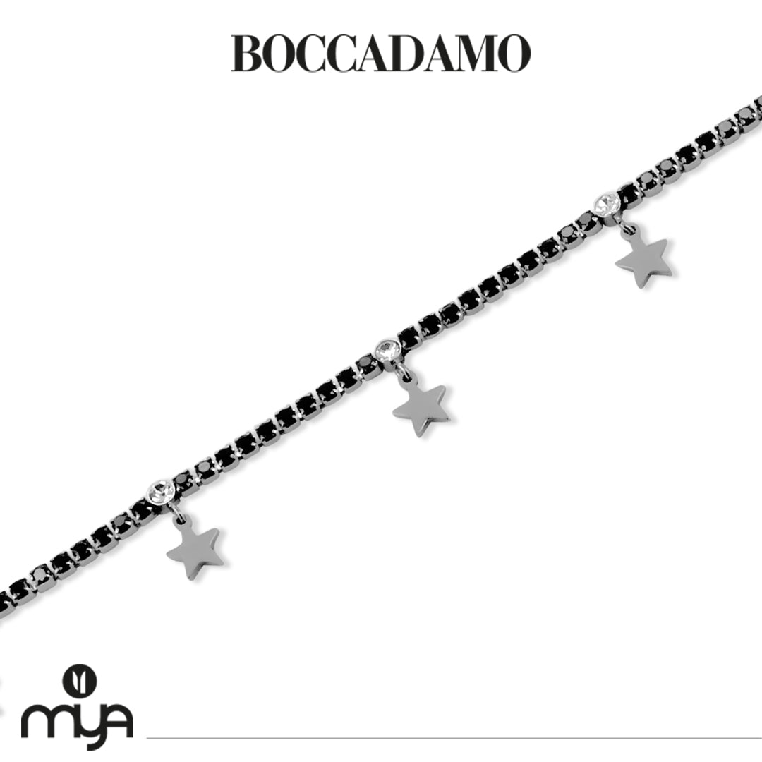 BOCCADAMO MYA Bracciale Tennis Zirconi Neri e Charms Stelle