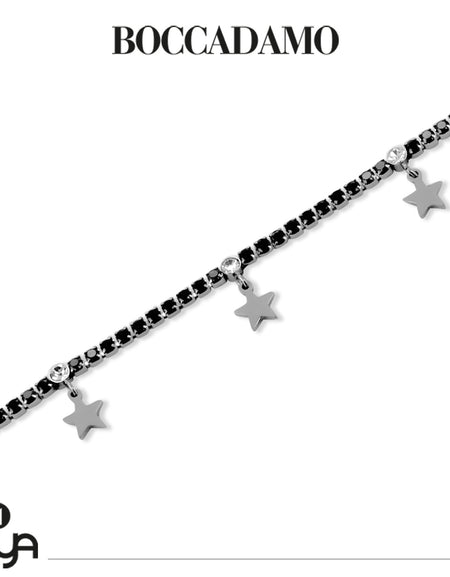 BOCCADAMO MYA Bracciale Tennis Zirconi Neri e Charms Stelle